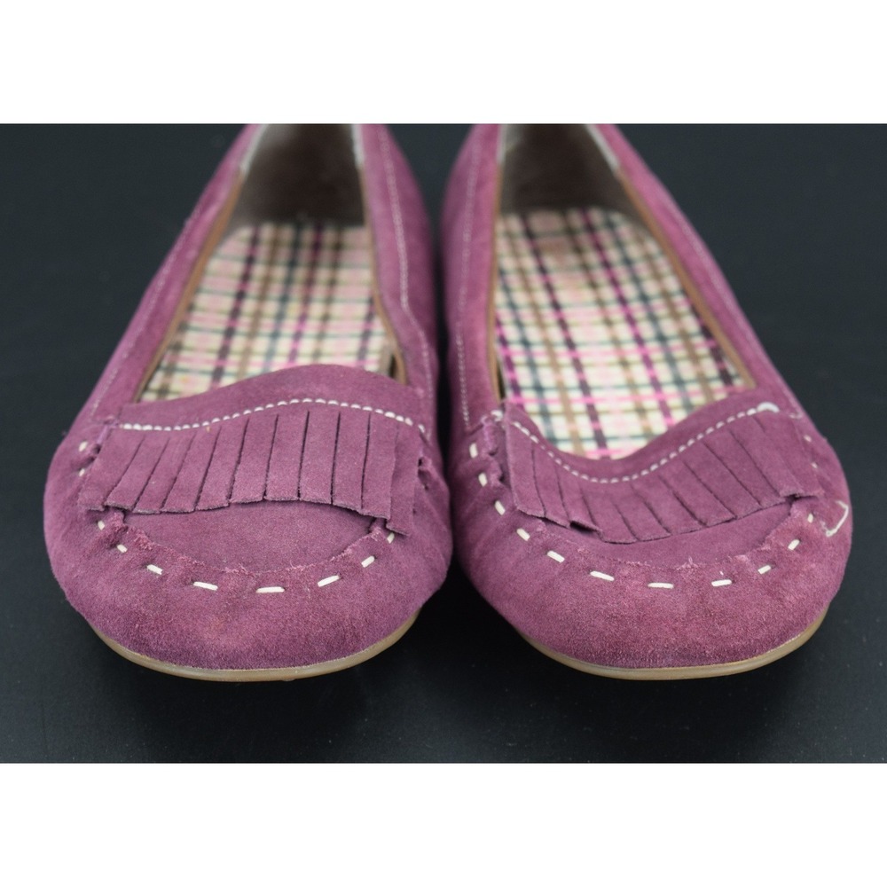 Lands' End Driving Loafers Womens 8D Purple Excellent Suede Kiltie Fringe Flats